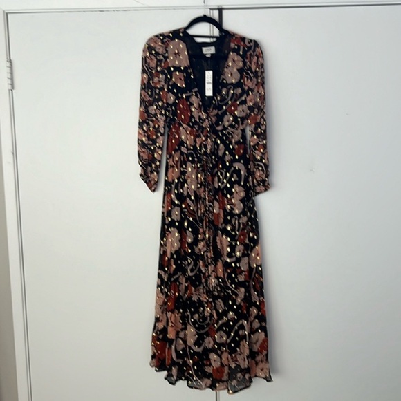 NWT J. Crew Collection Tie-Front Lurex Maxi Dress in Mixed Print - Picture 5 of 13